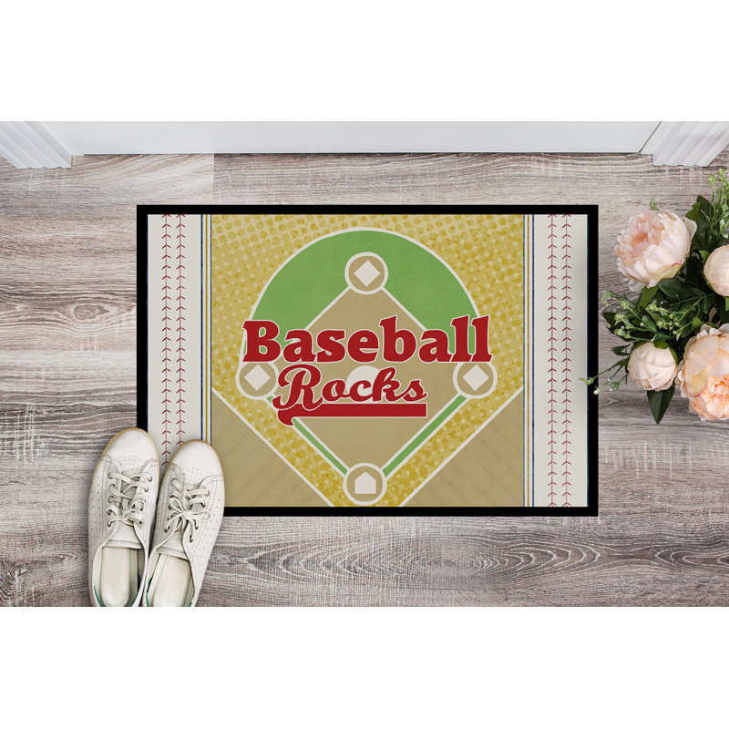 Tapis de porte intérieur anti-dérapant rocks Baseball, Rectangle 2 pi x 3 pi