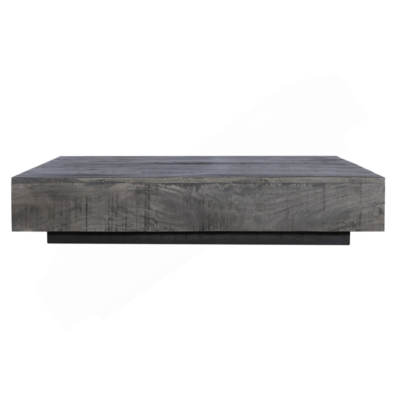 Table basse à profil bas en bois massif gris anthracite