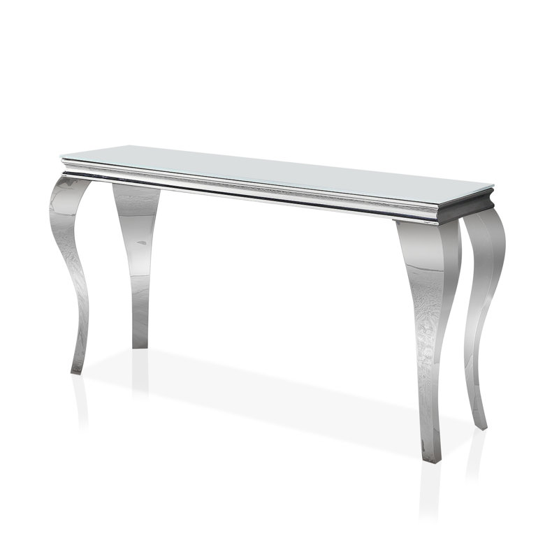 Mehseti 57.5'' Glass Top Console Table, White