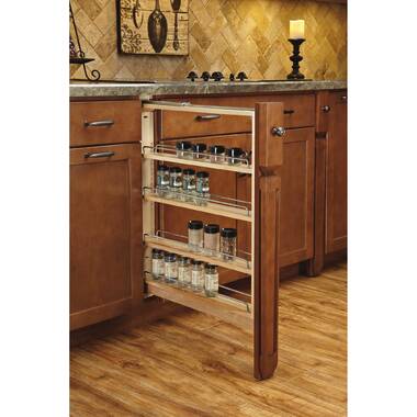 Rev-A-Shelf 6-1/2 Inch Width Wood Pull-Out Organizer with Adjustable Shelves  for Kitchen Base Cabinet, Natural, Min. Cabinet Opening: 7 W x 22-1/2 D x  25-5/8 H 448-BC-6C