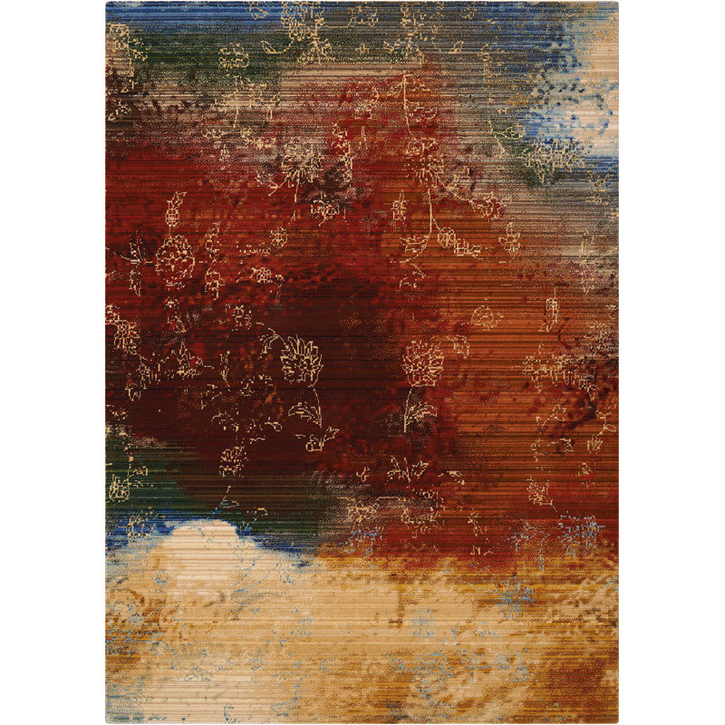Straun Floral Indoor Rug, Rectangle 5'6" x 8'