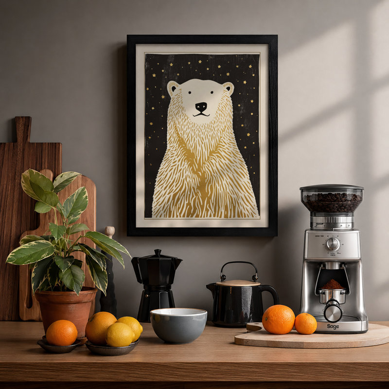 Polar Bear Portrait Minimalist - Print, Black, A3 - 42.0 x 29.7 cm