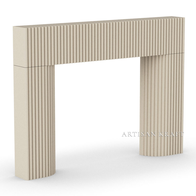 Reeded Cast Stone Fireplace Surround, Earth, 54" H x 70" W x 8" D