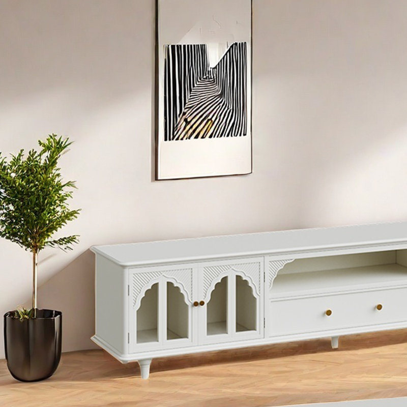 Modern TV stand with clean lines, White, 78.74"