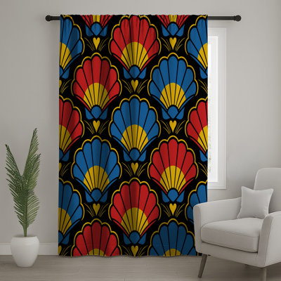 Colorful Shell Pattern Window Curtains, Shells Sheer & Blockout Curtains - 1 Panel