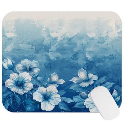 Floral Blue Flowers XVIII Modern Gaming Cute Office Laptop Desk Pad Gift Mat Square Rectangle Non-Slip Mousepad