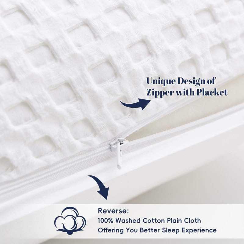 PHF Waffle Weave Pillow Covers , 2 Pack 100% Cotton Square Pillow Shell for Bedding Decor, No Insert, 26x26", White