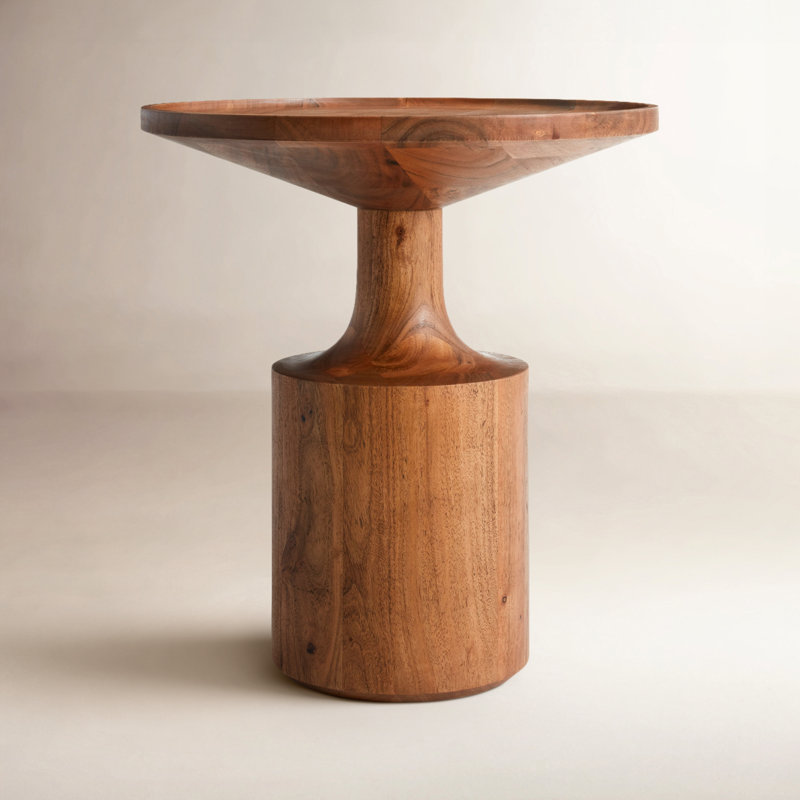 Turn Solid Wood Tray Top End Table - Thumbnail 2