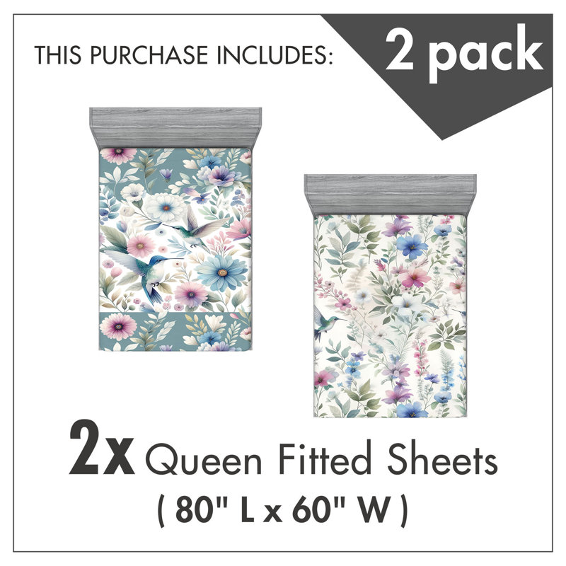 Microfiber Birds And Nature Fitted Sheet, Queen Fitted Sheet