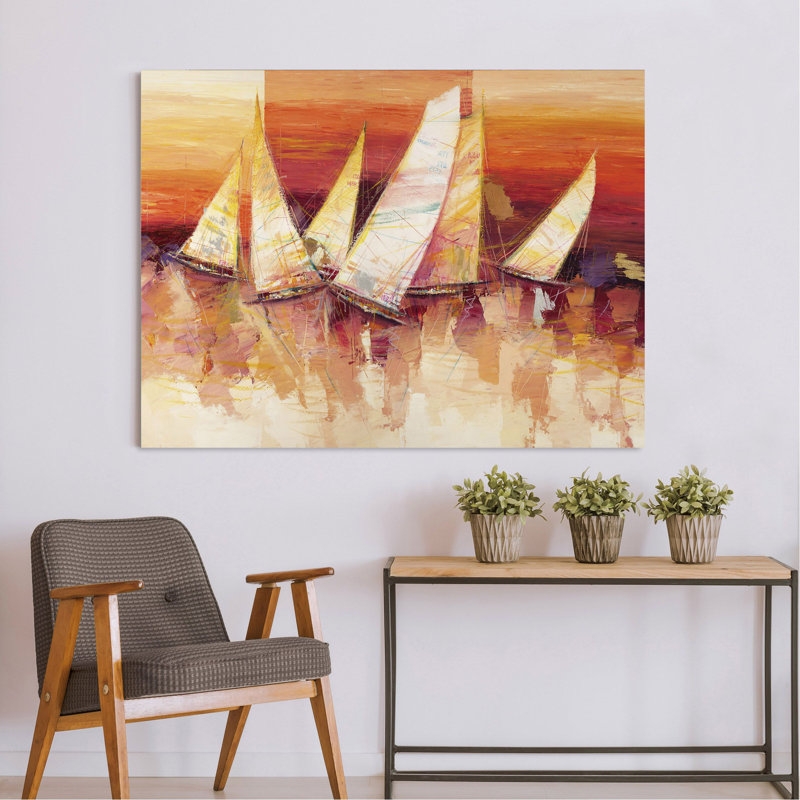 Sailing On The Sea by Luigi Florio - Wrapped Canvas Painting, 60cm H x 80cm W x 4cm D