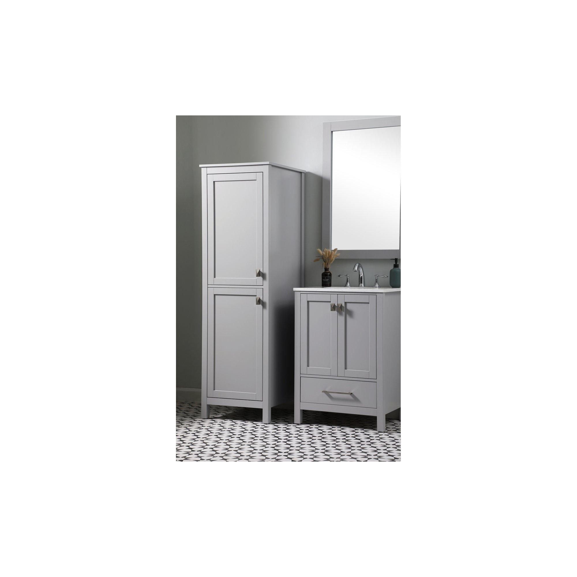 Destinymarie Linen Cabinet, Gray/Brushed Nickel, 65"H x 20"W x 22"D