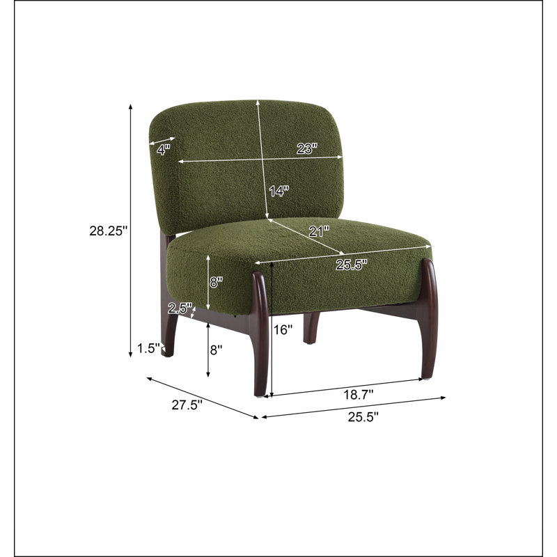 Méridienne moderne de 25,5 po avec structure en bois massif, revêtement doux et durable Boucle, parfaite pour le salon, la chambre à coucher ou le bureau