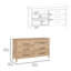 Commode double, 6 tiroirs, plateau supérieur, chêne clair / blanc