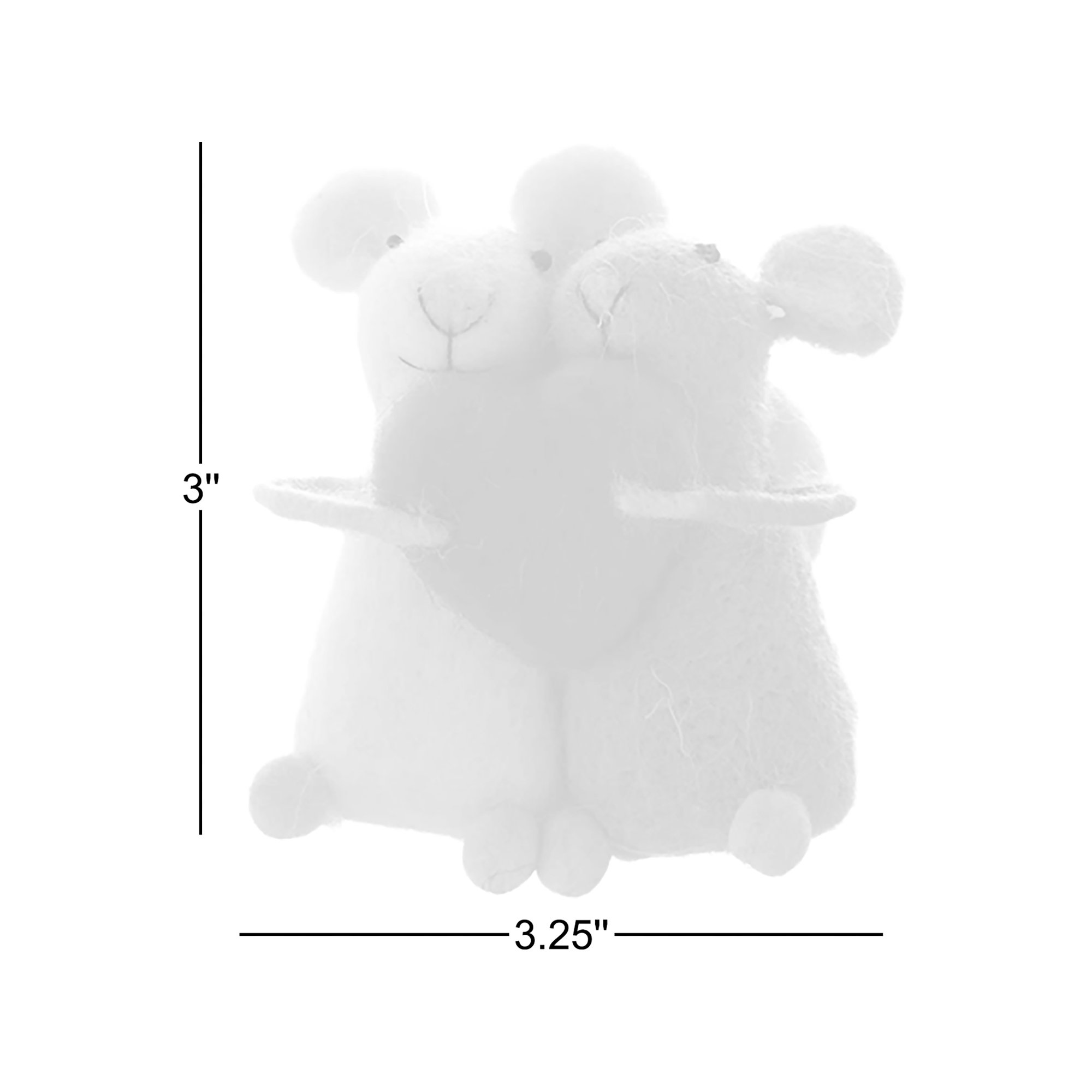 Wool Mice Holding Heart Hanging Figurine Ornament