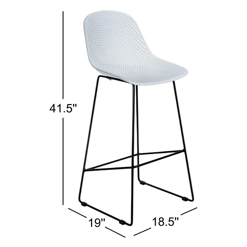 Madi Outdoor Bar Stool, 29.25" H, White