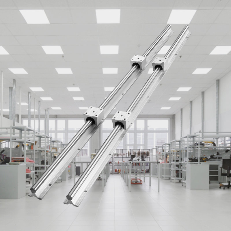 49.41'' Silver Aluminum and Steel Linear Guide Rail Set