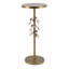 Table d'appoint ronde en fer avec base en ciment, accents floraux blanc doré, diamètre compact de 11,8 pouces et hauteur de 28,3 pouces pour une utilisation polyvalente à l'intérieur.