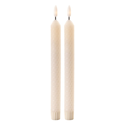 Ensemble de deux chandelles beiges sans flamme beige