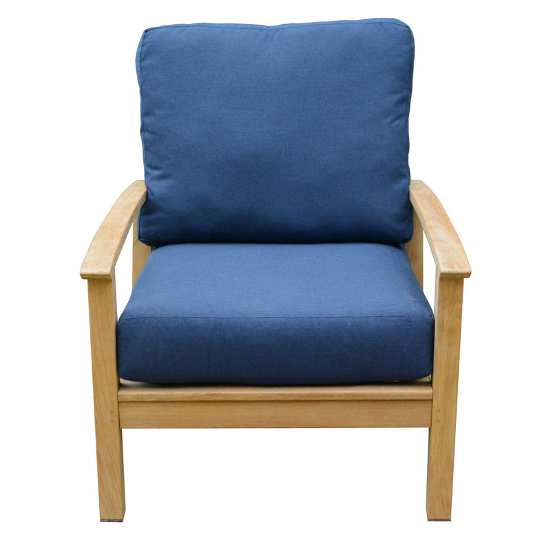 St. Lucia Teak Outdoor Lounge Chair, Navy Sunbrella® Canvas