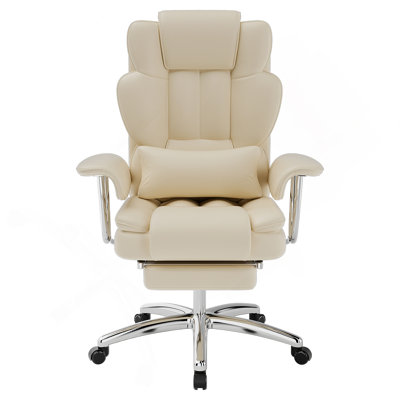 Fauteuil de bureau, fauteuil de bureau de direction grand et grand avec repose-pieds, fauteuil d'ordinateur en cuir, fauteuil inclinable ergonomique à haut dossier