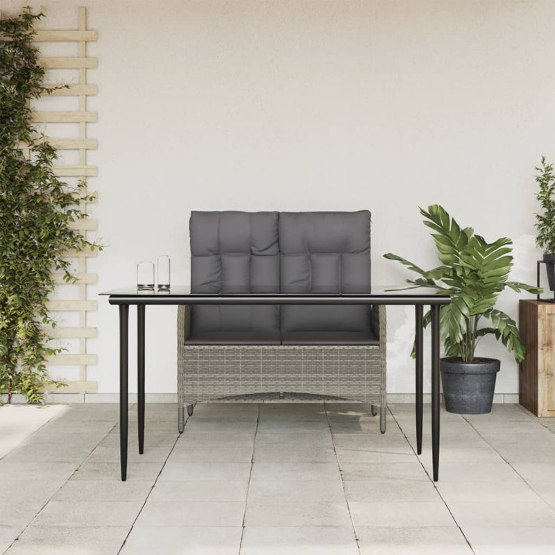 Gertjan 4 - Person Patio Dining Set Rectangular Table with Cushions Included, 55.1" L x 27.6" W x 29.1" H, 0