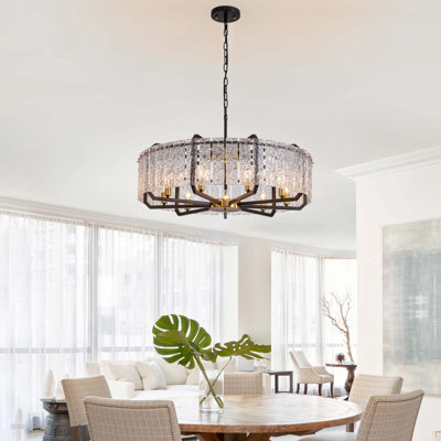 9-Light Dimmable Crystal Drum Chandelier