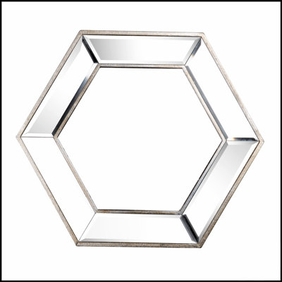 Miroir mural hexagonal 20 x 18 avec cadre réfléchissant, décoration moderne pour diverses pièces