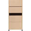 Armoire haute à 2 tiroirs, finition tabac rustique, bois d'ingénierie, détails en laiton, convient aux espaces de vie et de salle à manger, 70,31 po ou plus