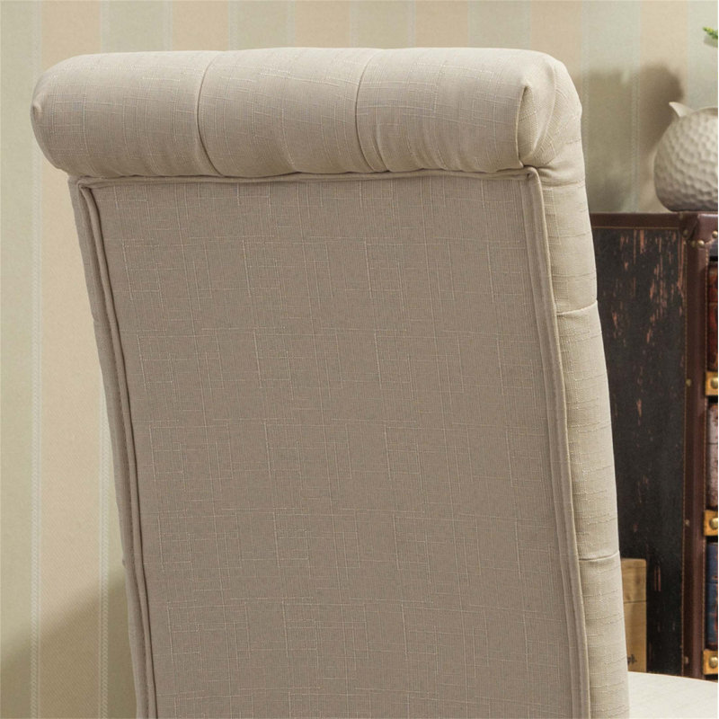 Ensemble de 2 chaises parsons capitonnées en bois massif Habit, élégantes et confortables avec capitonnage à boutons et finition chêne durable