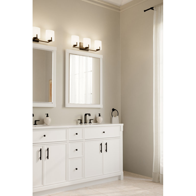 Meuble-lavabo 3 lumières Mirelle, H 7,5 po x l 25 po x P 6 po, Noir, Trois lumières