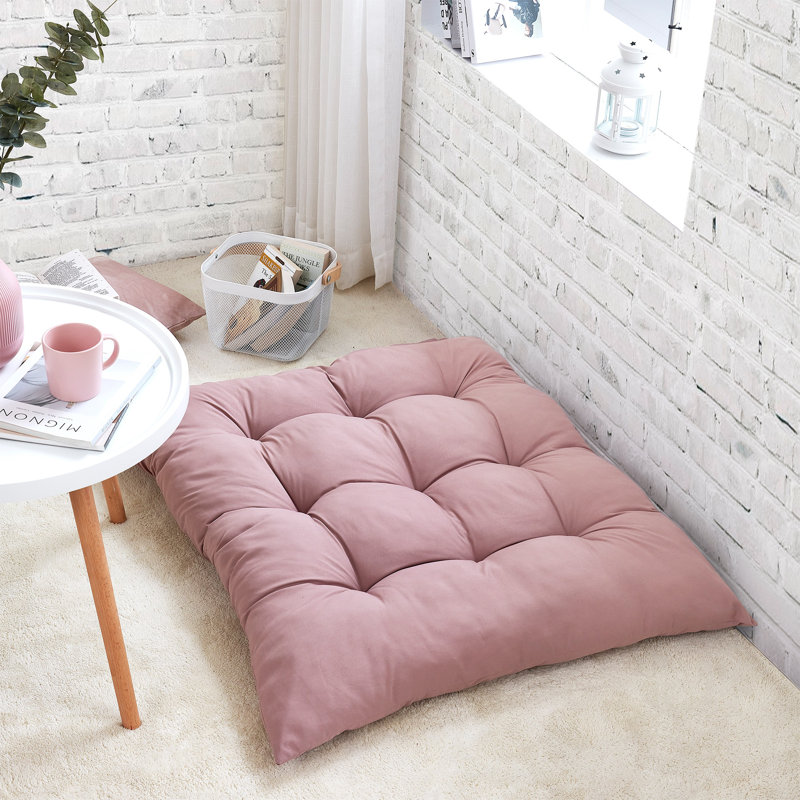 Rainha Square Tufted Oversized Floor Pillow, Pink