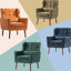 Chaise de salon en chenille moderne, fauteuil d'appoint en olive, rembourrage doux et confortable avec coussin et pieds en bois massif pour la chambre à coucher en chenille, chaise robuste et élégante