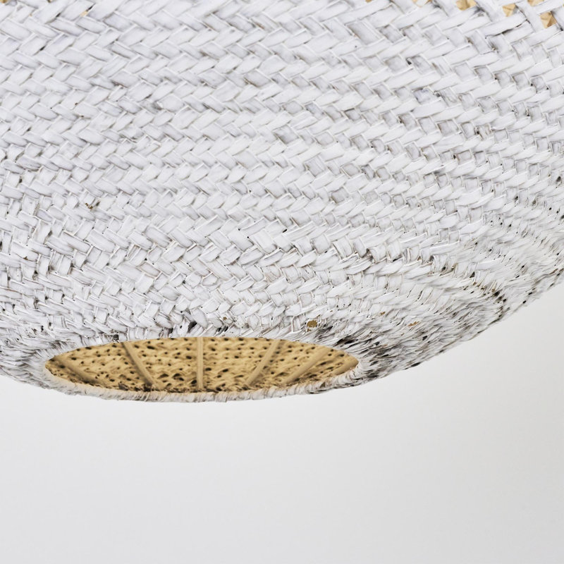 Lustre blanc élégant Cassen, 50 cm de diamètre x 47,2 pouces de hauteur | Corps en plastique durable et culot en rotin E27 de 24 W à économie d'énergie | Parfait pour le salon, la salle à manger et le vestibule | Solution d'éclairage élégante pour les maisons modernes