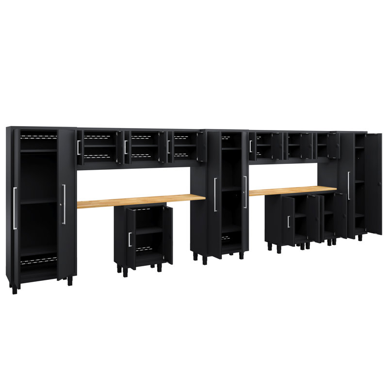 Ensemble d'armoires 14 pièces avec base, armoires murales et casiers 30 "Core Plus