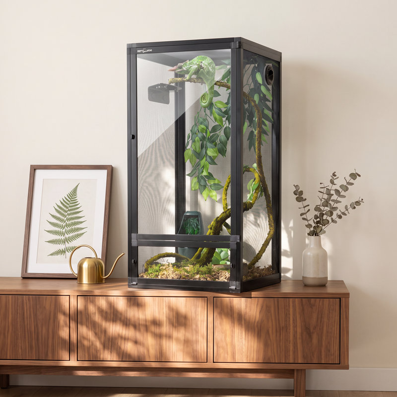 Cage à caméléon 18 po x 18 po x 36 po à ouverture frontale avec grillage en métal à 3 côtés, terrarium vertical 50 gallons