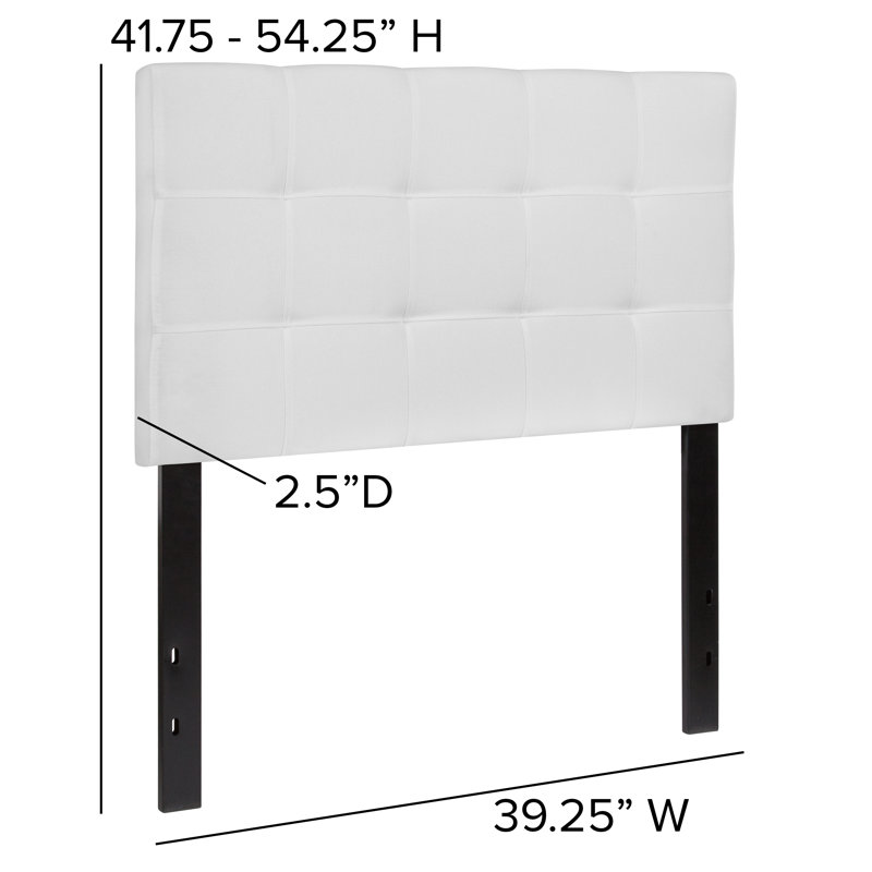 White Twin Tufted Upholstered Headboard with Diamond Stitch