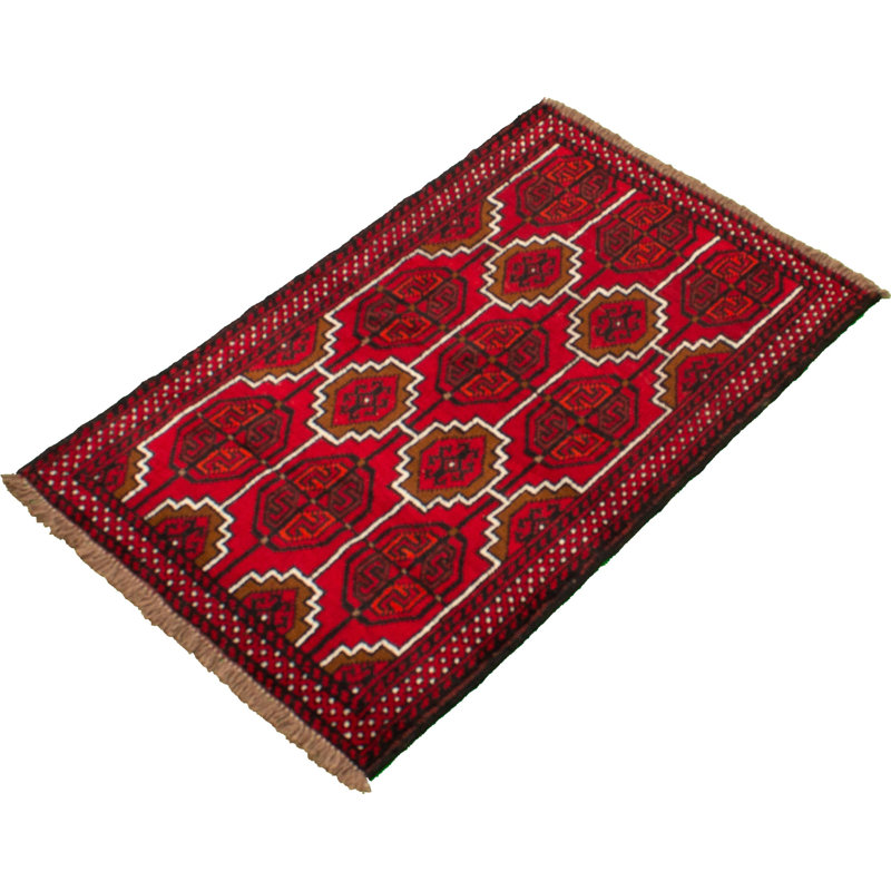 One-of-a-Kind 3'4" X 5'3" 1980s Wool Area Rug in Red
