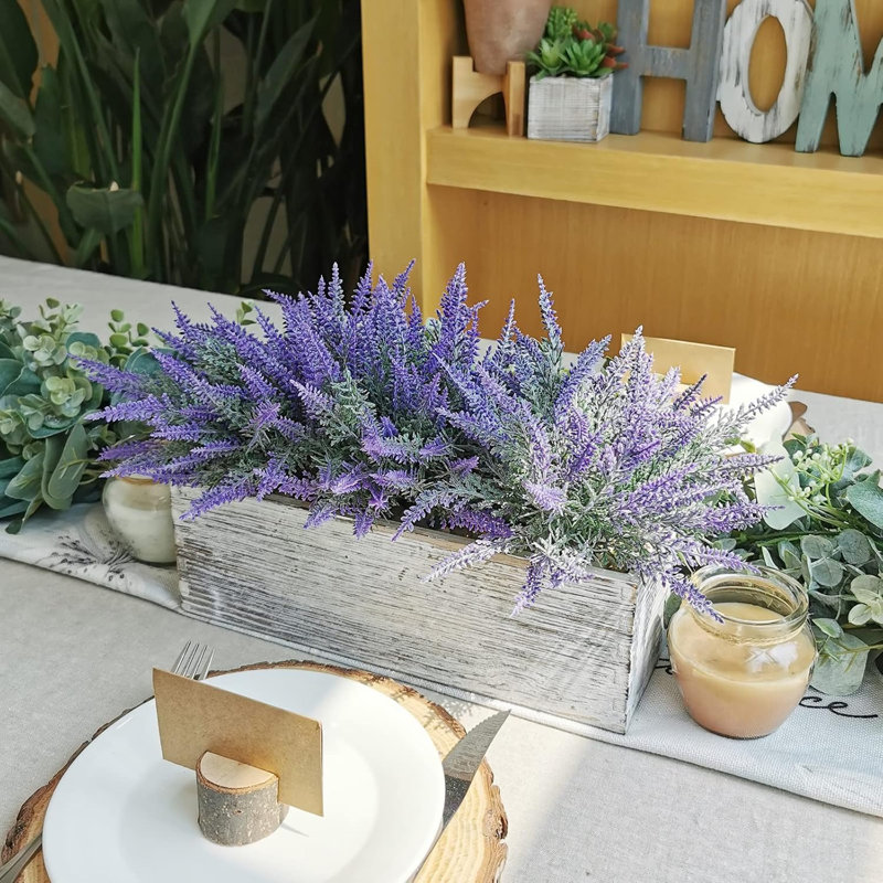 Centre de table rectangulaire en bois 14 po Lavender