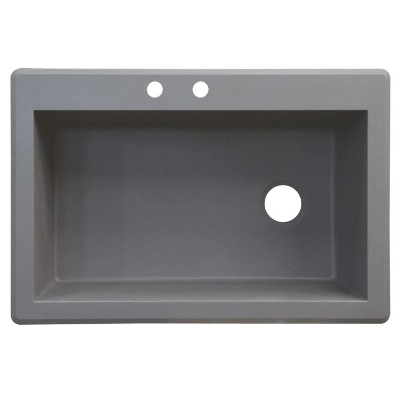 Radius 33'' L Single Bowl Granite Kitchen Sink, Gray, 2 hole