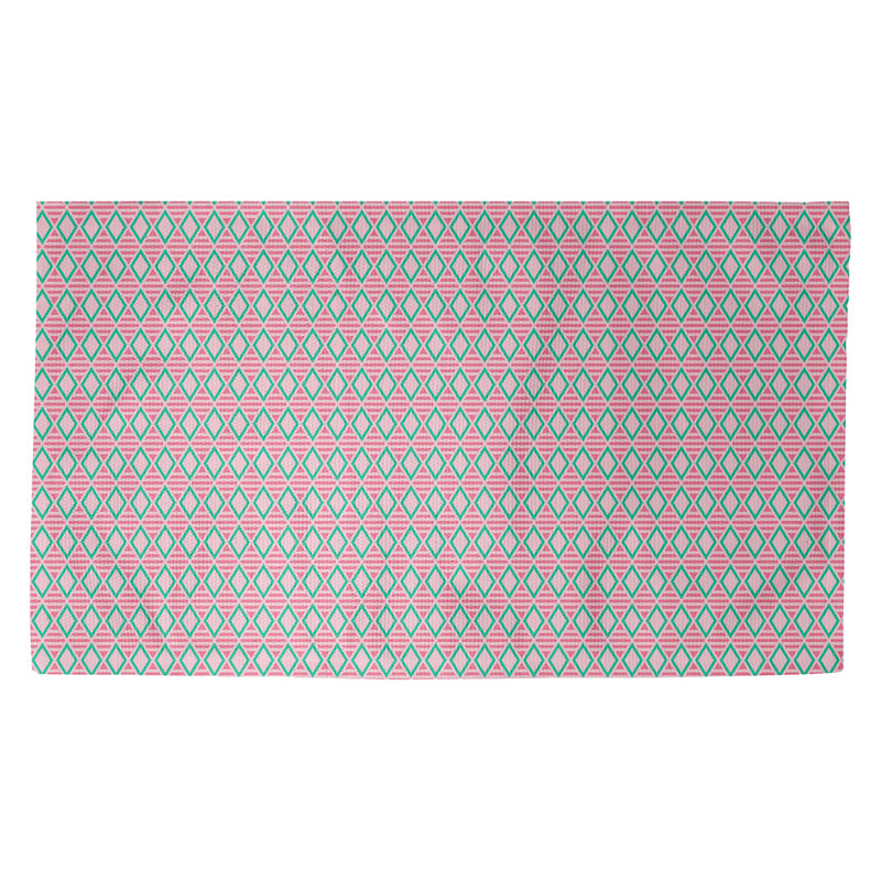 Tapis rose/bleu-bleu à carreaux géométriques Avicia, Rectangle 2 pi 2 po x 3 pi 4 po