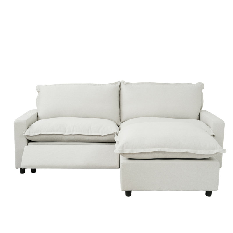 3-Piece Modular Linen Power Reclining Sectional Loveseat Sofa With Zero-Gravity, Beige