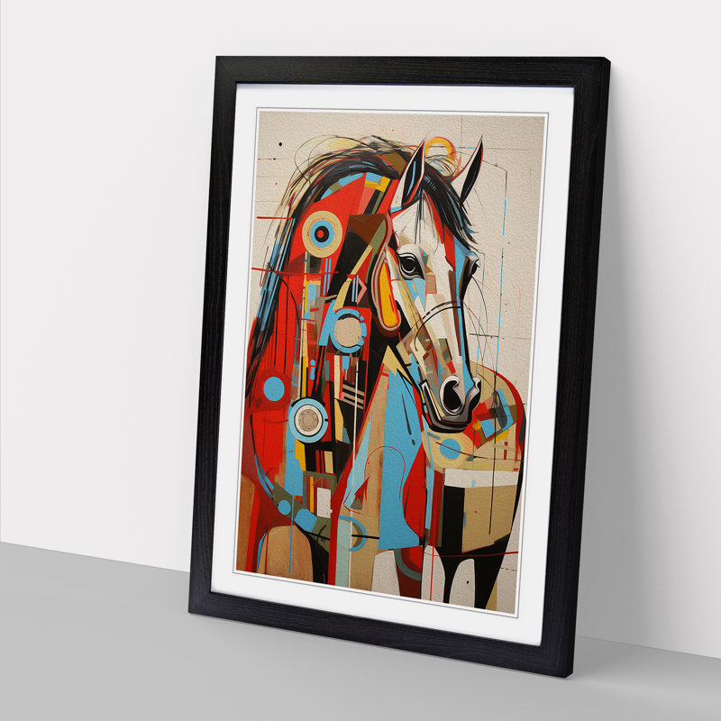 Horse Constructivism - Framed Print, Black , 64cm H x 46cm W x 2cm D