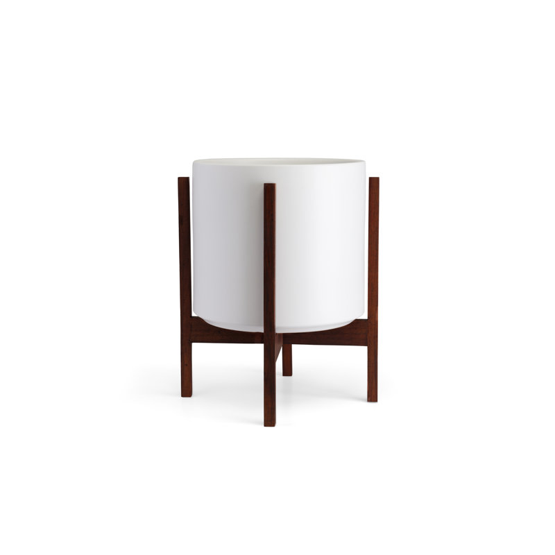 Keyes Pot Planter, White/Dark, 18.5" H x 15.5" W x 15.5"