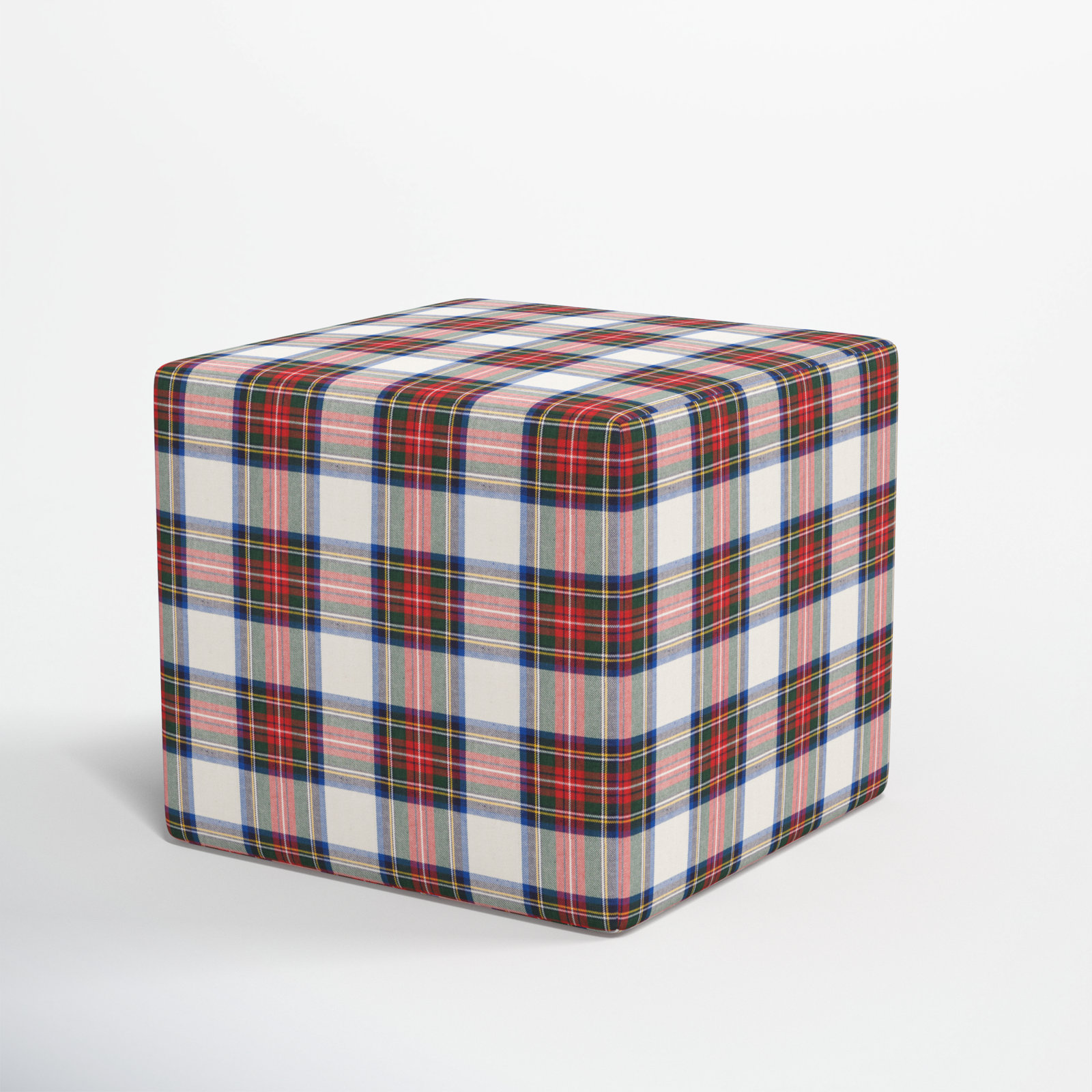 Era Upholstered Ottoman, Stewart Dress Multi