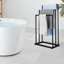 Porte-serviettes autoportant en fer à 3 niveaux, tablette de salle de bain de 30 pouces, organisateur d'échelle de style rétro rustique industriel pour la salle de lavage et la chambre à coucher
