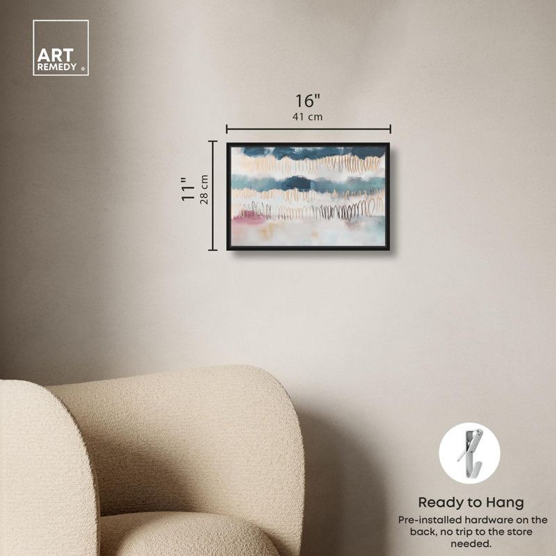 Art Remedy, art bohème moderne, toile Rosegold Haze IV, Noir, noir, noir, noir, Reproduction encadrée sans passe-partout