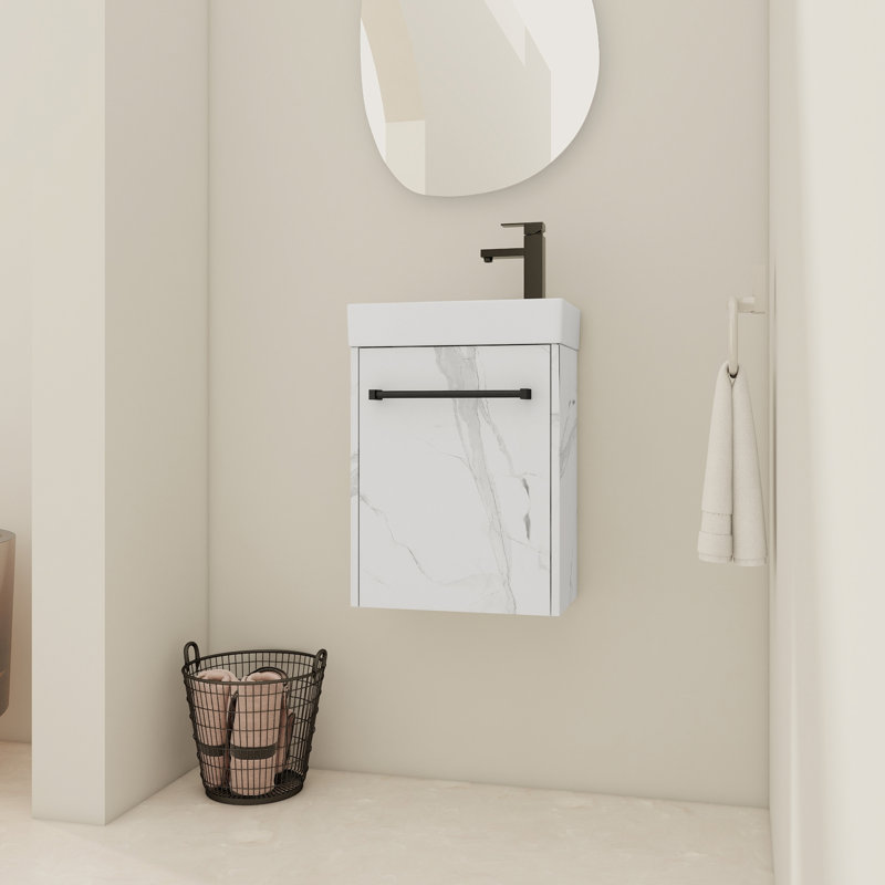 16'' Floating Wall-Mounted Bathroom Vanity with Ceramic Sink