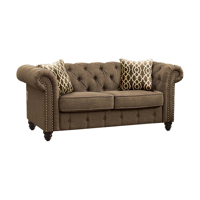 Fauteuil ACME Aurelia avec 2 coussins, lin brun, Brun
