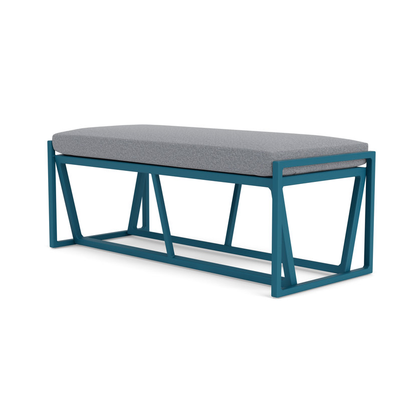 Summit Outdoor Dining Bench, Peacock, Rumba Stonewashed