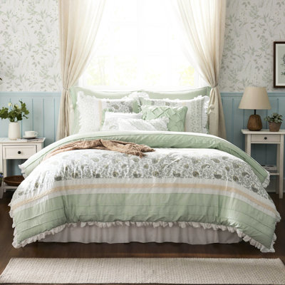 9 lits en coton pour grand lit, lit de beauté sauge avec accents floraux